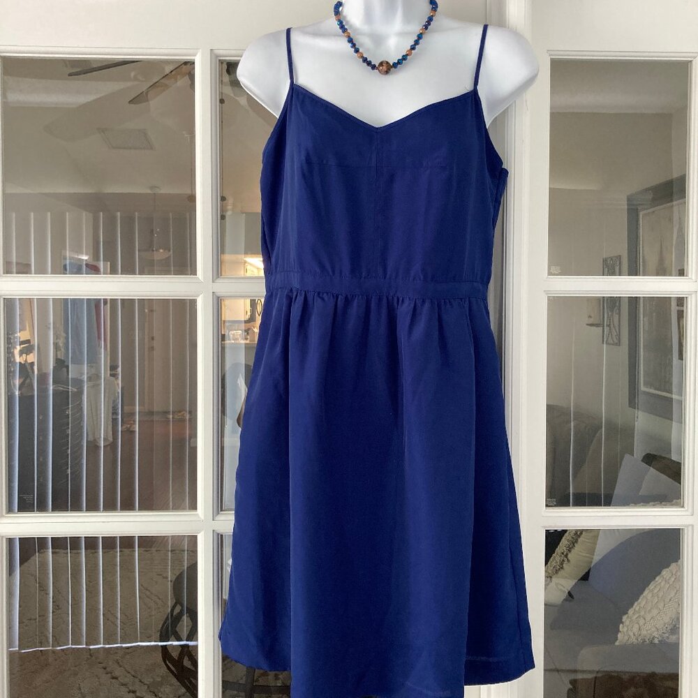 J. Crew Royal Blue Satin Look Slip Strap Mini Dress 10